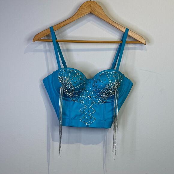 Blue Bustier with Rhinestones - Picture 3 of 5
